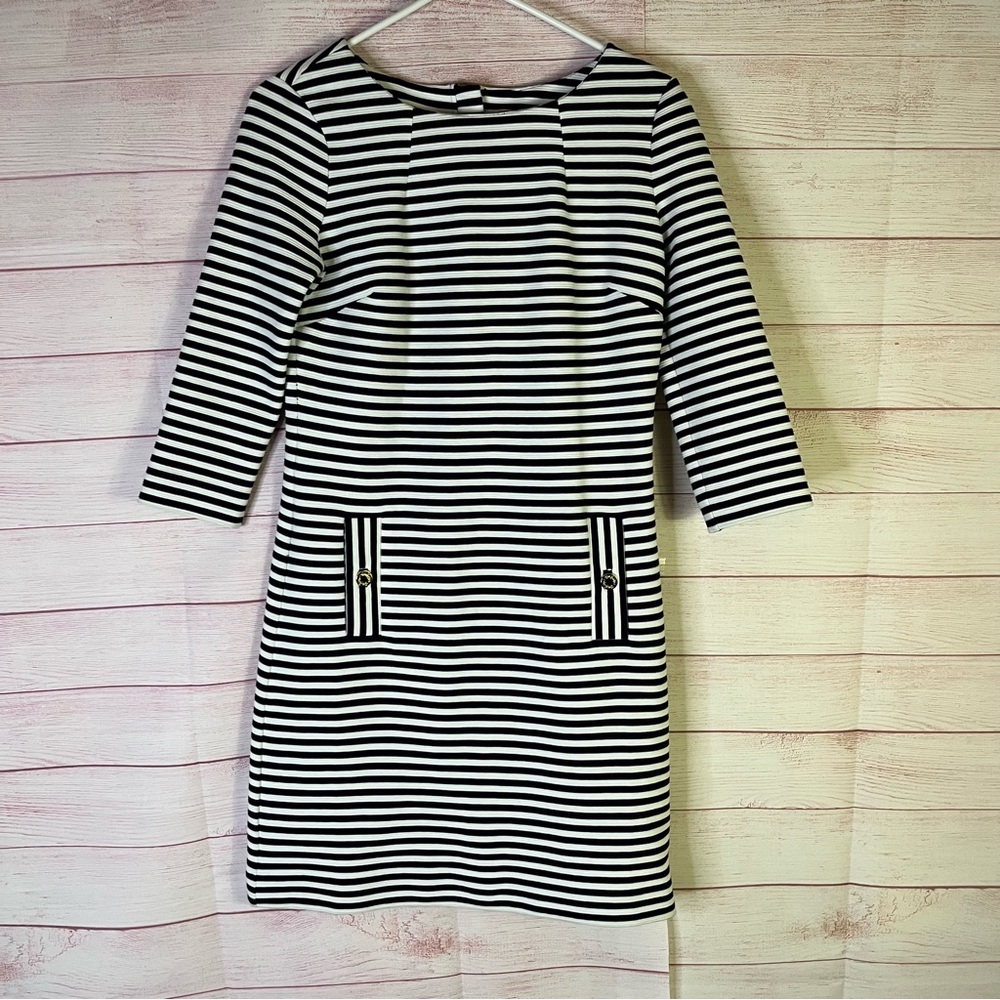 Lilly Pulitzer Navy Blue White Stripe Knit Dress Size Small